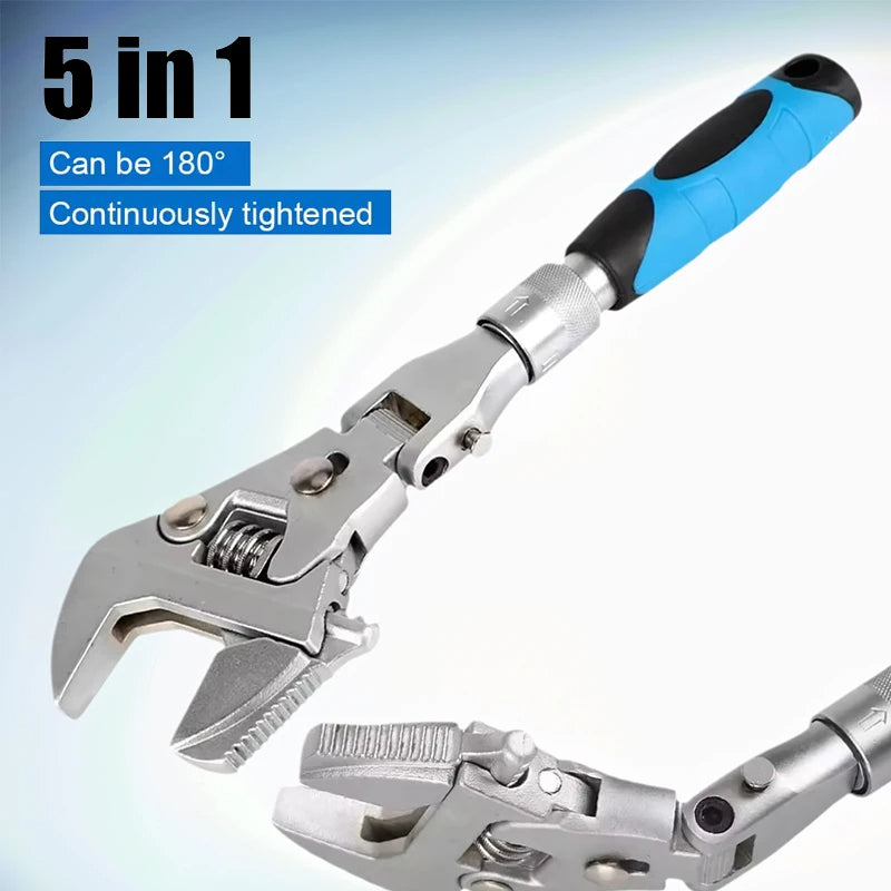 5-in-1 Adjustable Torque Rotating Ratchet Wrench