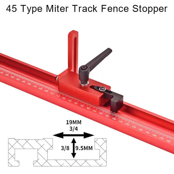 T-Slot Miter Track Fence Stop For 45 T-track