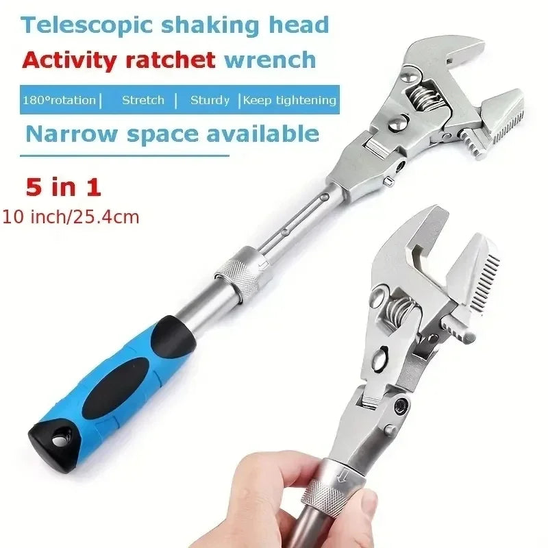 5-in-1 Adjustable Torque Rotating Ratchet Wrench