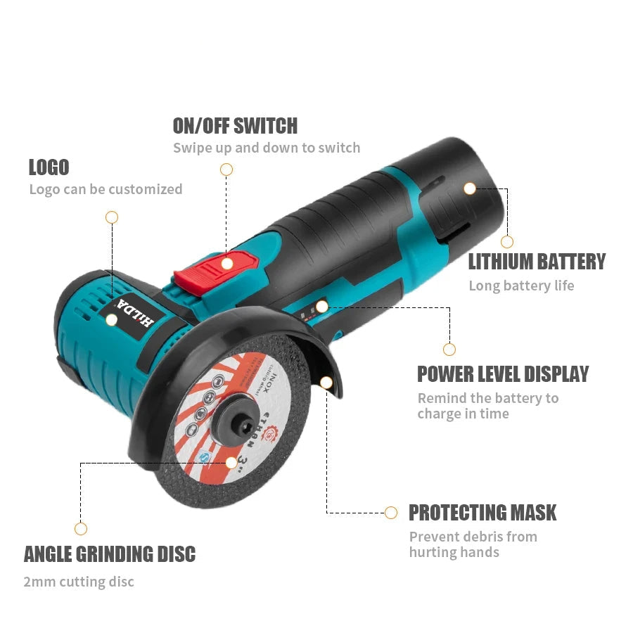 12V Cordless 3-Inch Angle Grinder