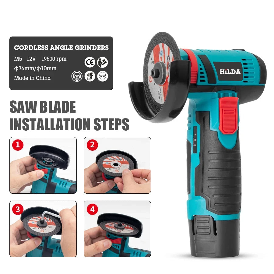 12V Cordless 3-Inch Angle Grinder