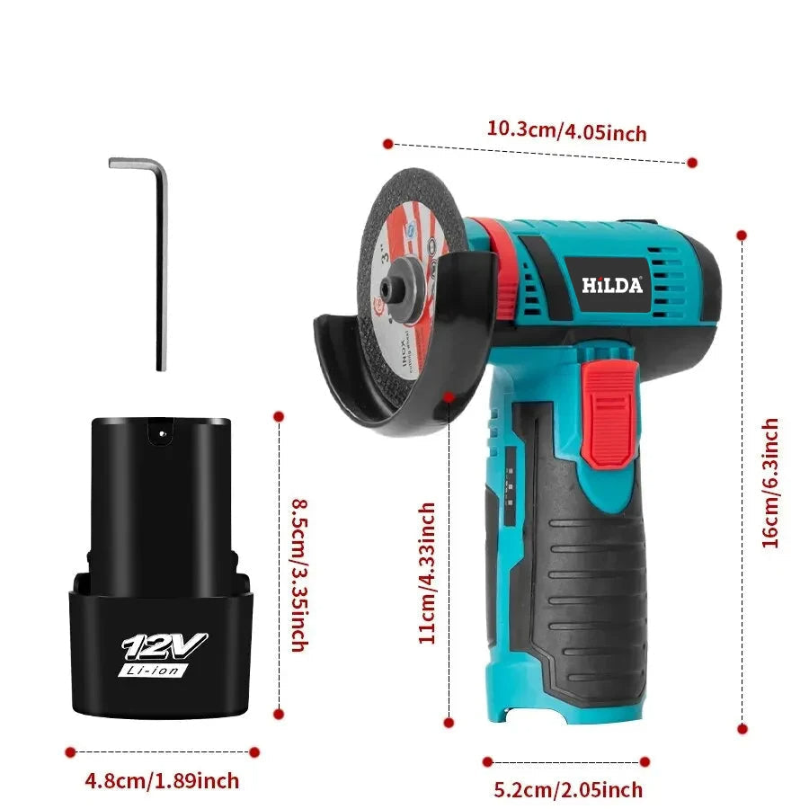 12V Cordless 3-Inch Angle Grinder