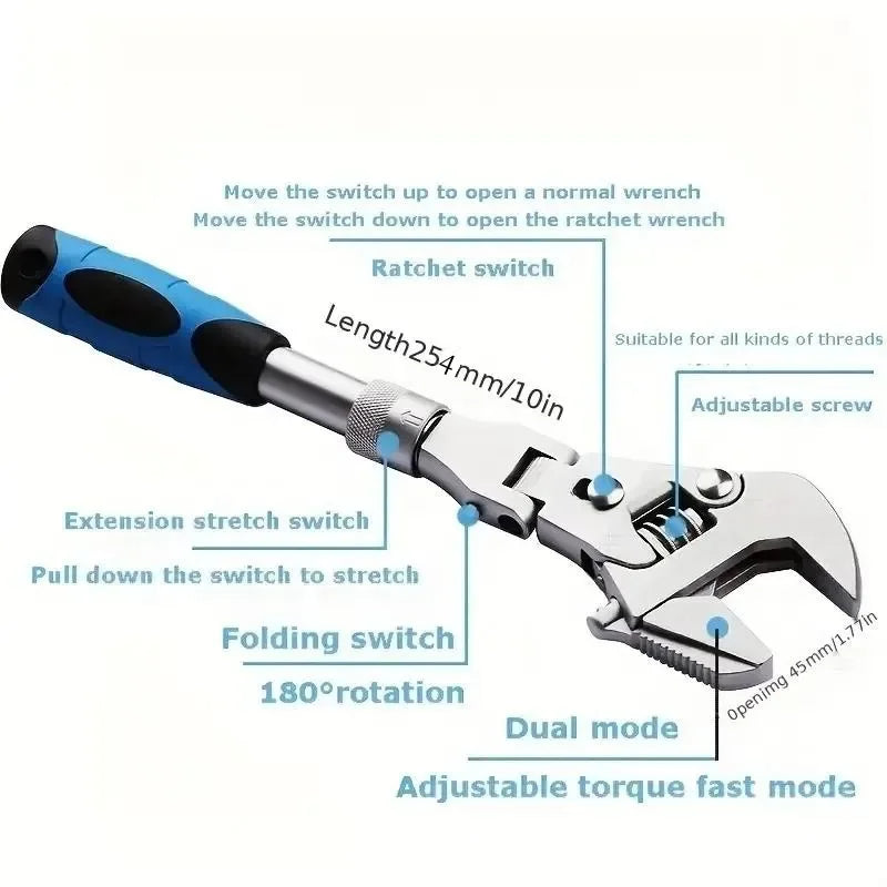 5-in-1 Adjustable Torque Rotating Ratchet Wrench